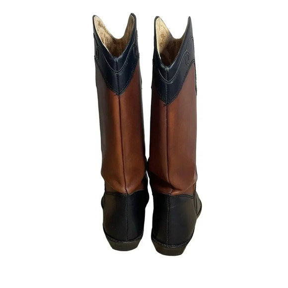 Vintage Nine West Black Cognac Leather Western Boot Women's Size 6 - Picture 4 of 9
